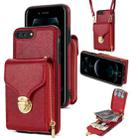 For iPhone 8 Plus / 7 Plus Zipper Hardware Card Wallet Phone Case(Red) - 1