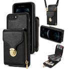 For iPhone 8 Plus / 7 Plus Zipper Hardware Card Wallet Phone Case(Black) - 1
