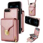 For iPhone 8 Plus / 7 Plus Zipper Hardware Card Wallet Phone Case(Rose Gold) - 1