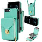For iPhone 8 Plus / 7 Plus Zipper Hardware Card Wallet Phone Case(Mint Green) - 1