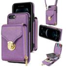 For iPhone 6s Plus / 6 Plus Zipper Hardware Card Wallet Phone Case(Purple) - 1