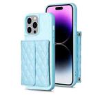 For iPhone 14 Pro Horizontal Wallet Rhombic Leather Phone Case(Blue) - 1