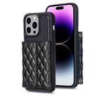 For iPhone 14 Pro Horizontal Wallet Rhombic Leather Phone Case(Black) - 1