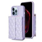 For iPhone 13 Pro Horizontal Wallet Rhombic Leather Phone Case(Purple) - 1