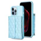 For iPhone 13 Pro Horizontal Wallet Rhombic Leather Phone Case(Blue) - 1