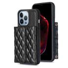 For iPhone 13 Pro Horizontal Wallet Rhombic Leather Phone Case(Black) - 1