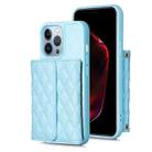 For iPhone 13 Pro Max Horizontal Wallet Rhombic Leather Phone Case(Blue) - 1