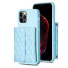 For iPhone 12 / 12 Pro Horizontal Wallet Rhombic Leather Phone Case(Blue) - 1