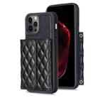 For iPhone 12 / 12 Pro Horizontal Wallet Rhombic Leather Phone Case(Black) - 1