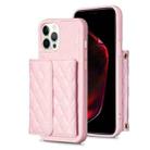 For iPhone 12 Pro Max Horizontal Wallet Rhombic Leather Phone Case(Pink) - 1
