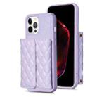 For iPhone 12 Pro Max Horizontal Wallet Rhombic Leather Phone Case(Purple) - 1