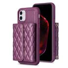 For iPhone 11 Horizontal Wallet Rhombic Leather Phone Case(Dark Purple) - 1