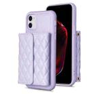 For iPhone 11 Horizontal Wallet Rhombic Leather Phone Case(Purple) - 1