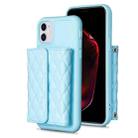 For iPhone 11 Horizontal Wallet Rhombic Leather Phone Case(Blue) - 1