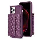 For iPhone 11 Pro Horizontal Wallet Rhombic Leather Phone Case(Dark Purple) - 1