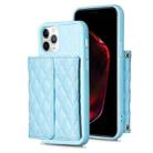 For iPhone 11 Pro Horizontal Wallet Rhombic Leather Phone Case(Blue) - 1