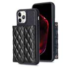 For iPhone 11 Pro Horizontal Wallet Rhombic Leather Phone Case(Black) - 1