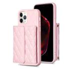 For iPhone 11 Pro Max Horizontal Wallet Rhombic Leather Phone Case(Pink) - 1