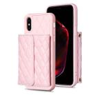 For iPhone X / XS Horizontal Wallet Rhombic Leather Phone Case(Pink) - 1