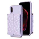 For iPhone X / XS Horizontal Wallet Rhombic Leather Phone Case(Purple) - 1