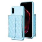 For iPhone X / XS Horizontal Wallet Rhombic Leather Phone Case(Blue) - 1