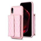 For iPhone XR Horizontal Wallet Rhombic Leather Phone Case(Pink) - 1