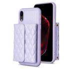 For iPhone XR Horizontal Wallet Rhombic Leather Phone Case(Purple) - 1