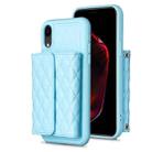 For iPhone XR Horizontal Wallet Rhombic Leather Phone Case(Blue) - 1