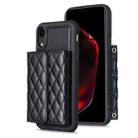 For iPhone XR Horizontal Wallet Rhombic Leather Phone Case(Black) - 1