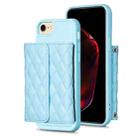 For iPhone SE 2022 / SE 2020 / 7 / 8 Horizontal Wallet Rhombic Leather Phone Case(Blue) - 1