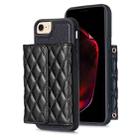 For iPhone SE 2022 / SE 2020 / 7 / 8 Horizontal Wallet Rhombic Leather Phone Case(Black) - 1