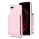 For iPhone 7 Plus / 8 Plus Horizontal Wallet Rhombic Leather Phone Case(Pink) - 1