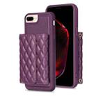 For iPhone 7 Plus / 8 Plus Horizontal Wallet Rhombic Leather Phone Case(Dark Purple) - 1