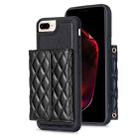 For iPhone 7 Plus / 8 Plus Horizontal Wallet Rhombic Leather Phone Case(Black) - 1