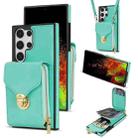 For Samsung Galaxy S23 Ultra 5G Zipper Hardware Card Wallet Phone Case(Mint Green) - 1