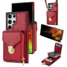 For Samsung Galaxy S22 Ultra 5G Zipper Hardware Card Wallet Phone Case(Red) - 1