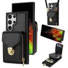 For Samsung Galaxy S22 Ultra 5G Zipper Hardware Card Wallet Phone Case(Black) - 1