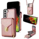 For Samsung Galaxy S22+ 5G Zipper Hardware Card Wallet Phone Case(Rose Gold) - 1