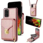 For Samsung Galaxy S20 Zipper Hardware Card Wallet Phone Case(Rose Gold) - 1