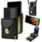 For Samsung Galaxy Note20 Ultra Zipper Hardware Card Wallet Phone Case(Black) - 1