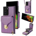 For Samsung Galaxy Note20 Ultra Zipper Hardware Card Wallet Phone Case(Purple) - 1
