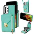 For Samsung Galaxy A52 5G / 4G Zipper Hardware Card Wallet Phone Case(Mint Green) - 1