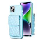 For iPhone 14 Vertical Wallet Rhombic Leather Phone Case(Blue) - 1