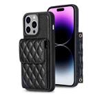 For iPhone 14 Pro Max Vertical Wallet Rhombic Leather Phone Case(Black) - 1