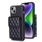 For iPhone 13 Vertical Wallet Rhombic Leather Phone Case(Black) - 1