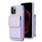 For iPhone 13 Pro Vertical Wallet Rhombic Leather Phone Case(Purple) - 1