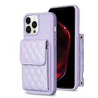 For iPhone 13 Pro Max Vertical Wallet Rhombic Leather Phone Case(Purple) - 1