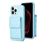 For iPhone 13 Pro Max Vertical Wallet Rhombic Leather Phone Case(Blue) - 1