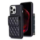 For iPhone 13 Pro Max Vertical Wallet Rhombic Leather Phone Case(Black) - 1