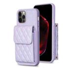For iPhone 12 / 12 Pro Vertical Wallet Rhombic Leather Phone Case(Purple) - 1